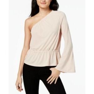 Rachel Roy Women's Blush Bell-Sleeved One Shoulder Blouse Size‎ XL NWT
